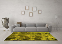 Machine Washable Persian Yellow Bohemian Rug in a Living Room, wshabs963yw