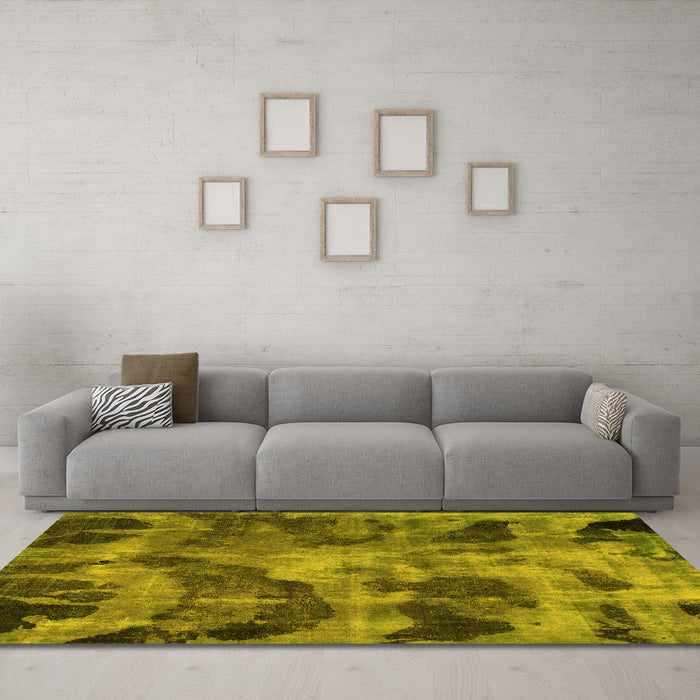 Machine Washable Persian Yellow Bohemian Rug in a Living Room, wshabs963yw