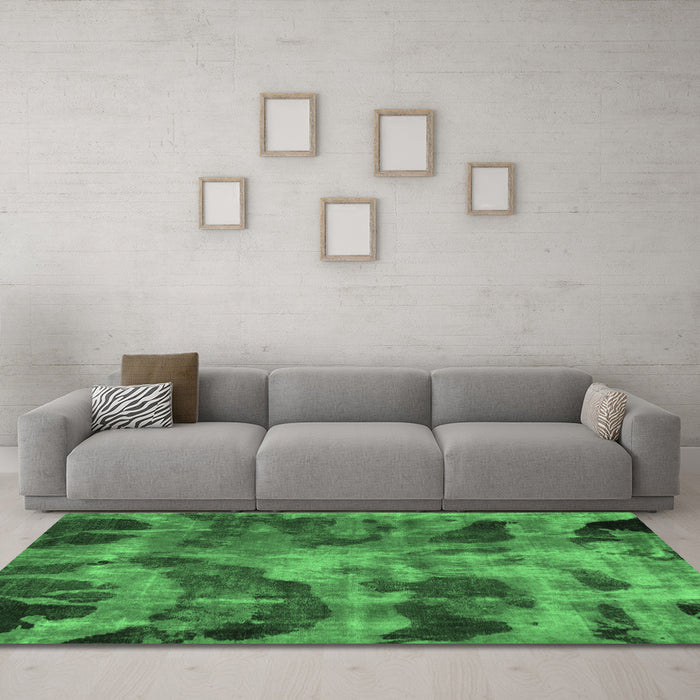 Machine Washable Persian Emerald Green Bohemian Area Rugs in a Living Room,, wshabs963emgrn