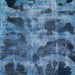 Square Machine Washable Abstract Iceberg Blue Rug, wshabs963