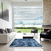 Square Abstract Iceberg Blue Persian Rug in a Living Room, abs963