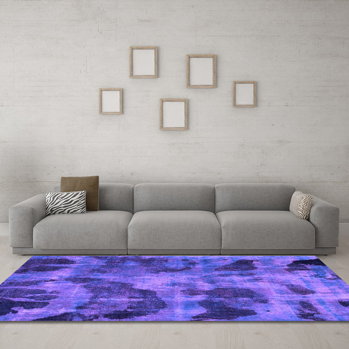 Machine Washable Persian Purple Bohemian Area Rugs in a Living Room, wshabs963pur