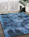 Abstract Iceberg Blue Persian Rug in Family Room, abs963