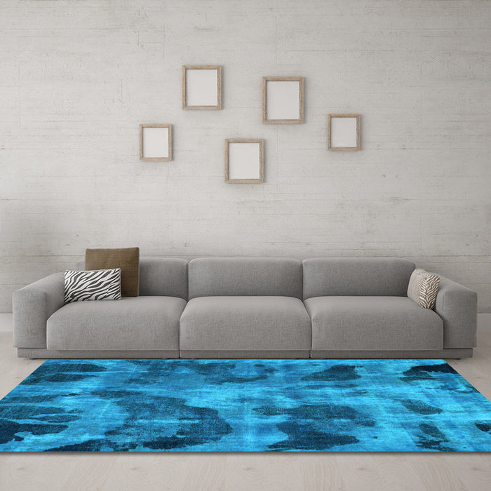 Machine Washable Persian Light Blue Bohemian Rug in a Living Room, wshabs963lblu