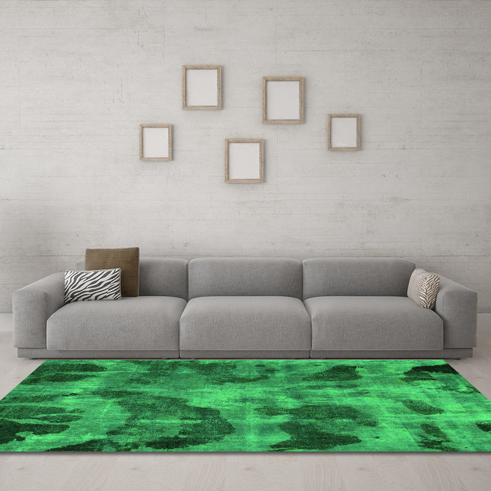 Machine Washable Persian Green Bohemian Area Rugs in a Living Room,, wshabs963grn