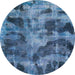 Round Abstract Iceberg Blue Persian Rug, abs963