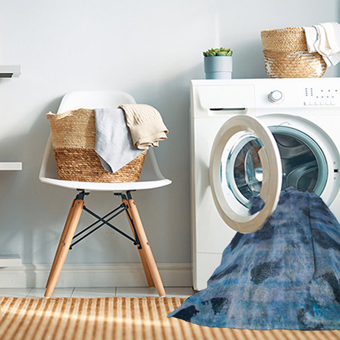 Machine Washable Abstract Iceberg Blue Rug in a Washing Machine, wshabs963