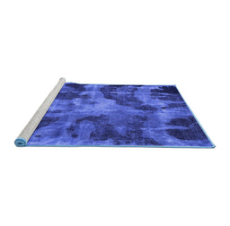 Sideview of Machine Washable Persian Blue Bohemian Rug, wshabs963blu