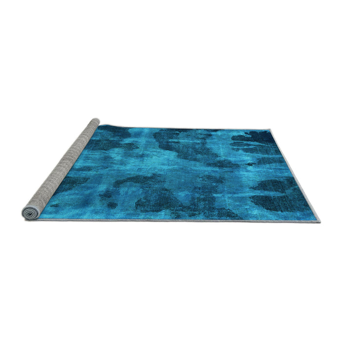 Sideview of Machine Washable Persian Light Blue Bohemian Rug, wshabs963lblu