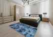 Machine Washable Abstract Iceberg Blue Rug in a Bedroom, wshabs963