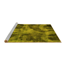 Sideview of Machine Washable Persian Yellow Bohemian Rug, wshabs963yw