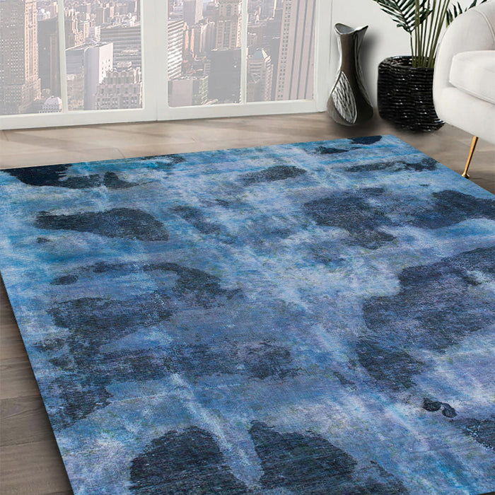 Machine Washable Abstract Iceberg Blue Rug in a Family Room, wshabs963