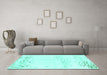 Machine Washable Abstract Turquoise Modern Area Rugs in a Living Room,, wshabs964turq