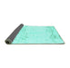 Sideview of Abstract Turquoise Modern Rug, abs964turq