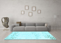 Machine Washable Abstract Light Blue Modern Rug, wshabs964lblu