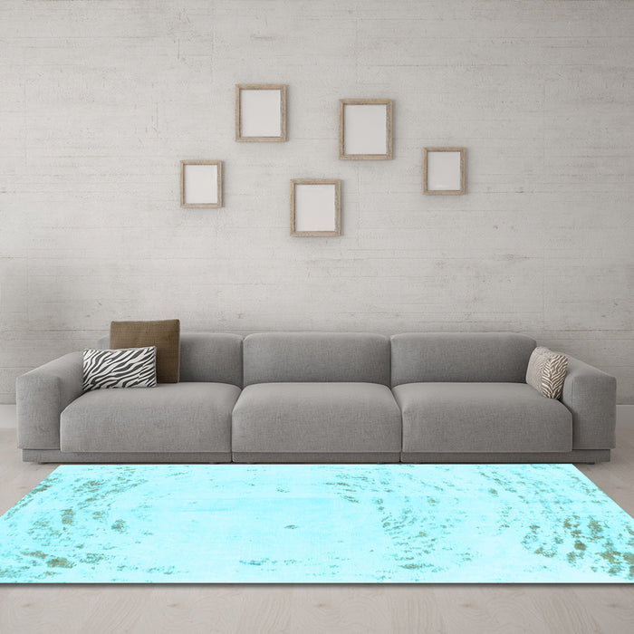 Machine Washable Abstract Light Blue Modern Rug in a Living Room, wshabs964lblu