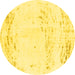 Round Machine Washable Abstract Yellow Modern Rug, wshabs964yw