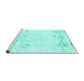 Sideview of Machine Washable Abstract Turquoise Modern Area Rugs, wshabs964turq