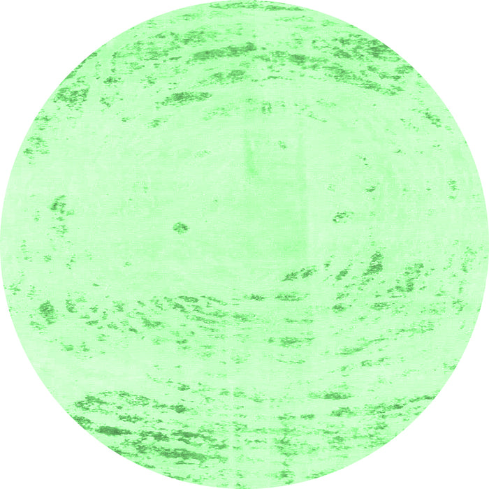 Round Machine Washable Abstract Emerald Green Modern Area Rugs, wshabs964emgrn