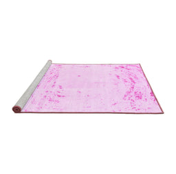 Sideview of Machine Washable Abstract Pink Modern Rug, wshabs964pnk