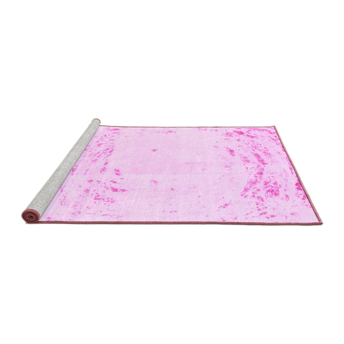 Sideview of Machine Washable Abstract Pink Modern Rug, wshabs964pnk
