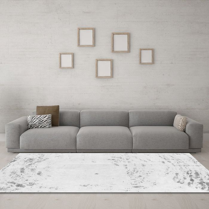 Machine Washable Abstract Gray Modern Rug in a Living Room,, wshabs964gry