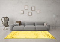 Machine Washable Abstract Yellow Modern Rug, wshabs964yw