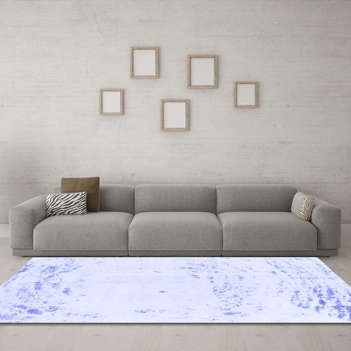 Machine Washable Abstract Blue Modern Rug in a Living Room, wshabs964blu