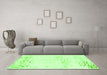 Machine Washable Abstract Green Modern Area Rugs in a Living Room,, wshabs964grn