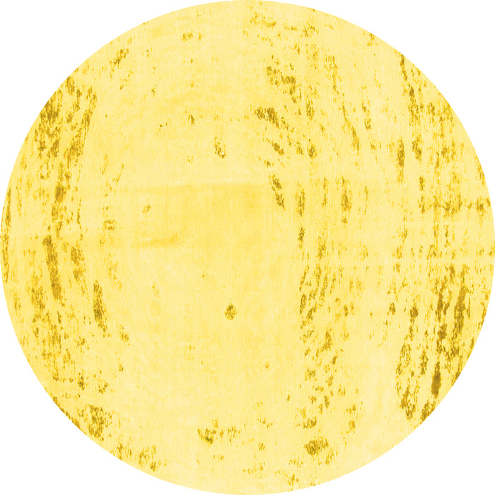 Round Abstract Yellow Modern Rug, abs964yw