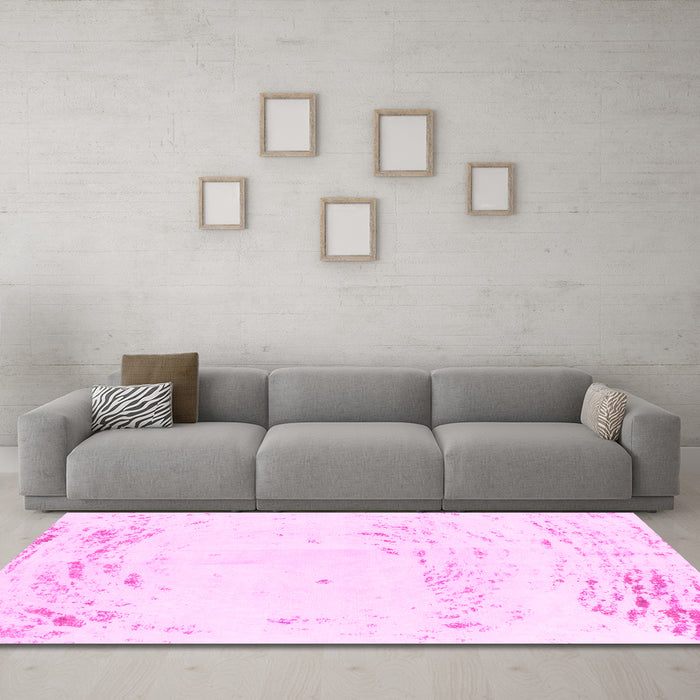 Machine Washable Abstract Pink Modern Rug in a Living Room, wshabs964pnk