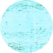 Round Abstract Light Blue Modern Rug, abs964lblu