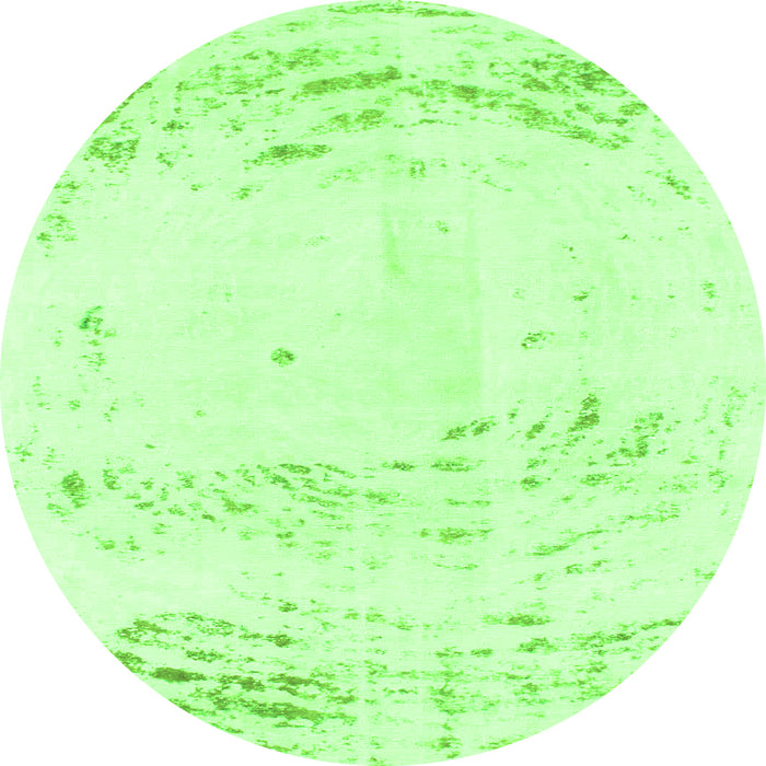 Round Machine Washable Abstract Green Modern Area Rugs, wshabs964grn