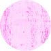 Round Machine Washable Abstract Pink Modern Rug, wshabs964pnk