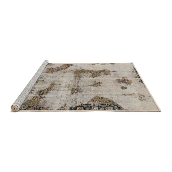 Sideview of Machine Washable Abstract Tan Brown Rug, wshabs965