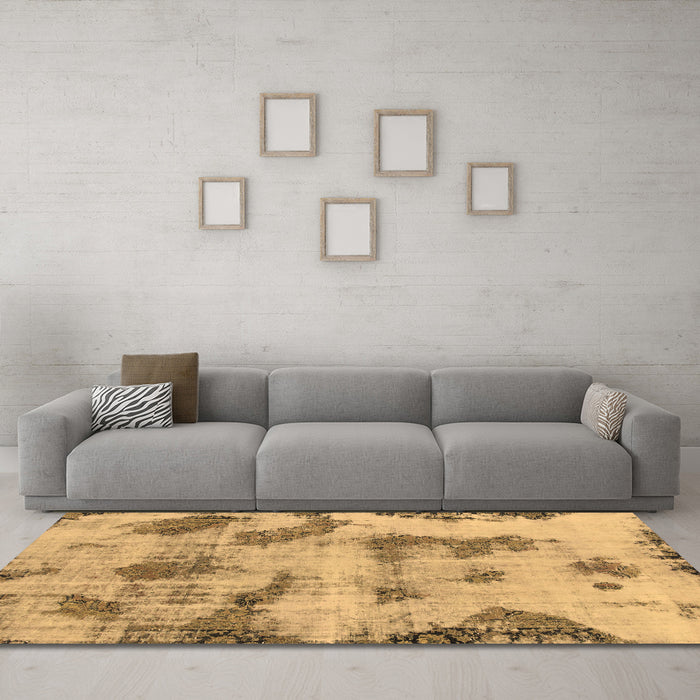Machine Washable Abstract Brown Modern Rug in a Living Room,, wshabs965brn