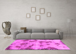 Machine Washable Abstract Pink Modern Rug in a Living Room, wshabs965pnk