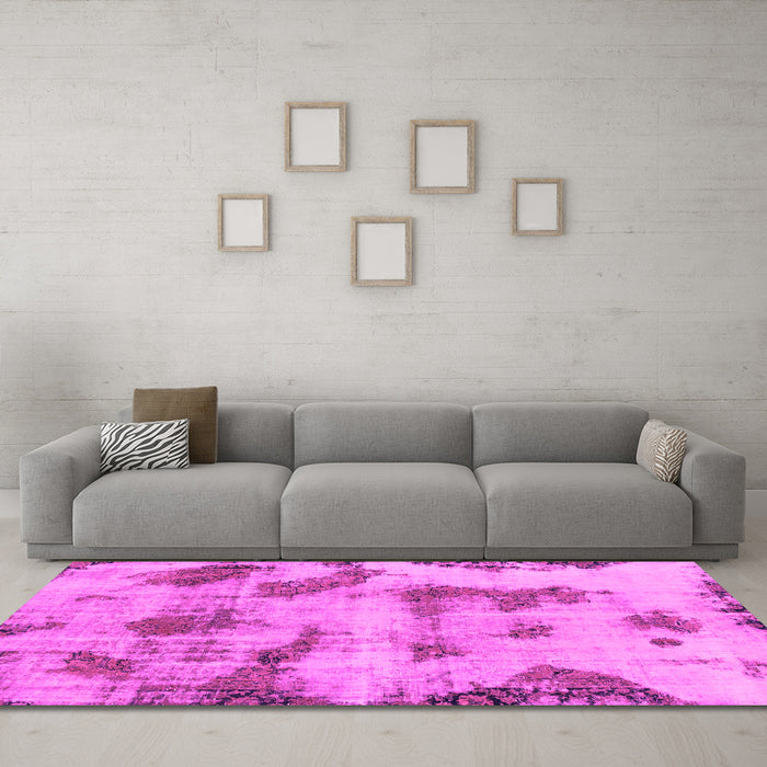 Machine Washable Abstract Pink Modern Rug in a Living Room, wshabs965pnk