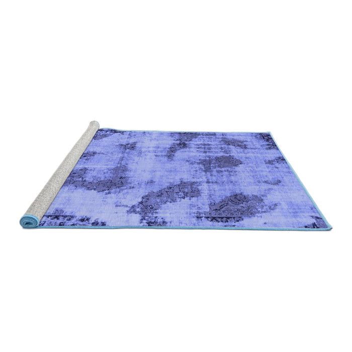 Sideview of Machine Washable Abstract Blue Modern Rug, wshabs965blu