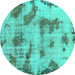 Round Abstract Turquoise Modern Rug, abs965turq