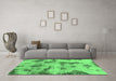 Machine Washable Abstract Emerald Green Modern Area Rugs in a Living Room,, wshabs965emgrn