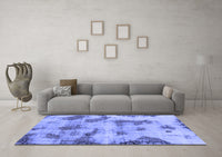 Machine Washable Abstract Blue Modern Rug, wshabs965blu