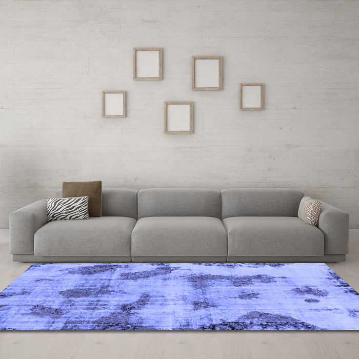 Machine Washable Abstract Blue Modern Rug in a Living Room, wshabs965blu
