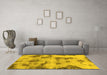 Machine Washable Abstract Yellow Modern Rug in a Living Room, wshabs965yw