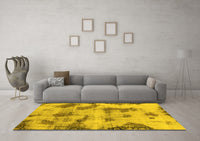 Machine Washable Abstract Yellow Modern Rug, wshabs965yw