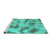 Sideview of Machine Washable Abstract Turquoise Modern Area Rugs, wshabs965turq