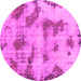 Round Machine Washable Abstract Pink Modern Rug, wshabs965pnk