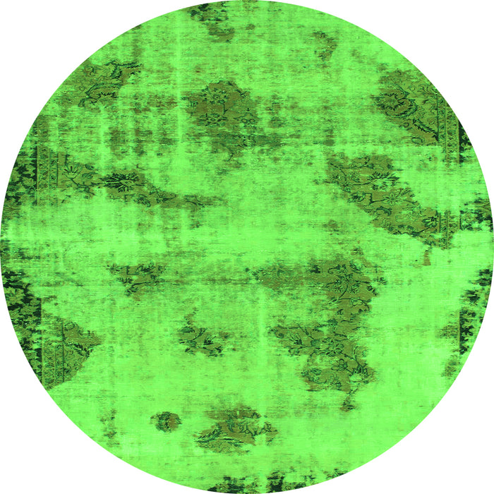 Round Abstract Green Modern Rug, abs965grn