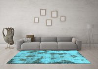 Machine Washable Abstract Light Blue Modern Rug, wshabs965lblu