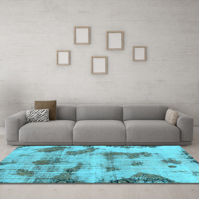 Machine Washable Abstract Light Blue Modern Rug in a Living Room, wshabs965lblu